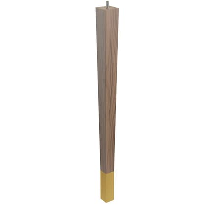 24 Square Tapered Leg With Bolt And 4 Satin Brass Ferrule - Walnut